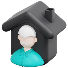 elderly home 3d render icon illustration