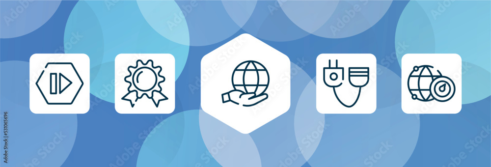 Poster cloud computing outline icon set isolated on blue abstract background. thin line icons such as forwa