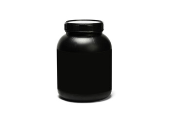 Jar bottle of cosmetics for proteins powder and pills 