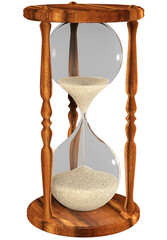 Old hourglass on transparent background.3d illustration.
