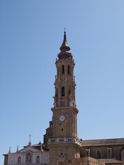 Fototapeta na wymiar View to cathedral of Savior in Saragossa city in Spain - vertical