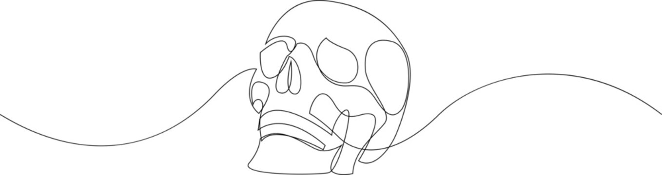 recommend clip art: Abstract human skull continuous one line drawing. Vector illustration.