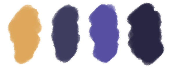Colorful brushstroke design vector set blue, purple and yellow tones color png , autumn mood