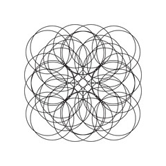 Fototapeta premium Christmas Mandala. Snowflake Mandala. Round Element For Coloring Book. Black Lines on White Background. Vector.