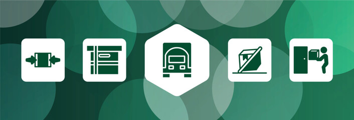 logistic filled icon set isolated on abstract background. glyph icons such as clamp as indicated, small cardboard box, frontal truck, do not tilt, doorstep vector. can be used for web and mobile.