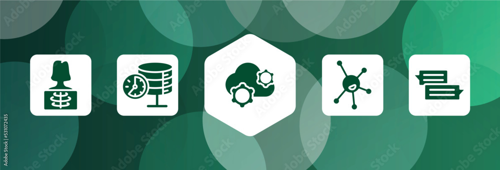 Poster general filled icon set isolated on abstract background. glyph icons such as x-ray, real time data, 