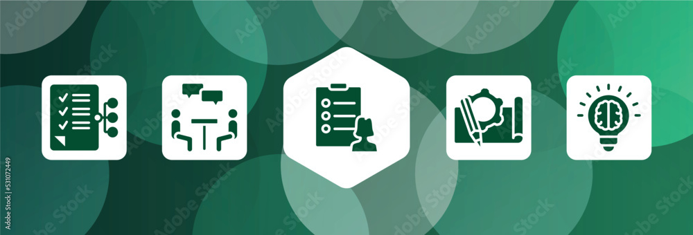 Poster general filled icon set isolated on abstract background. glyph icons such as smart contract, job int