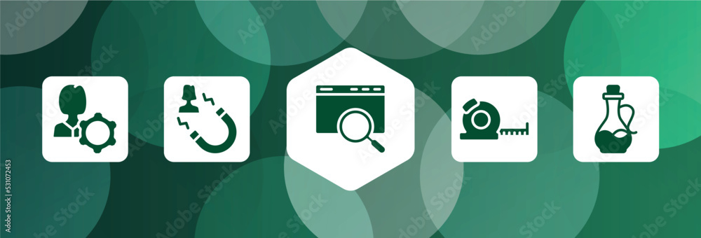 Poster general filled icon set isolated on abstract background. glyph icons such as user behavior, user att