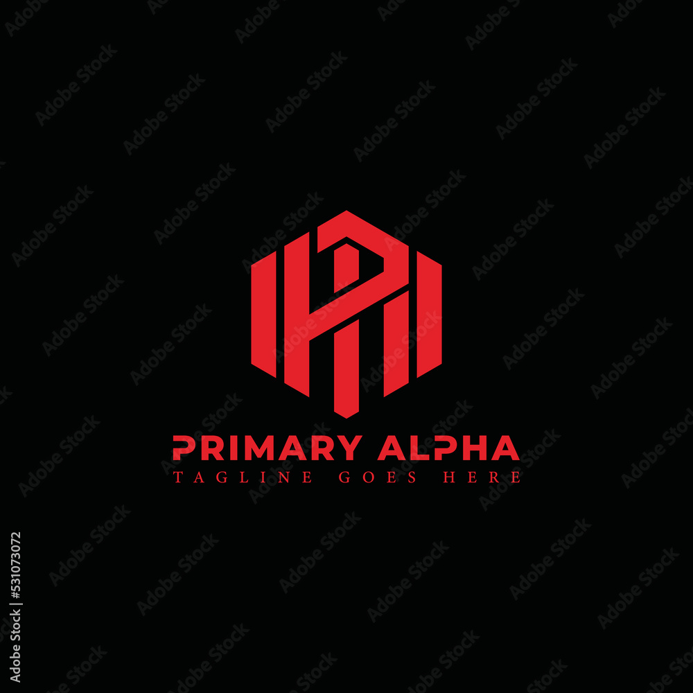 Aufkleber abstract initial letter pa or ap logo in red color isolated in white background applied for mastery 