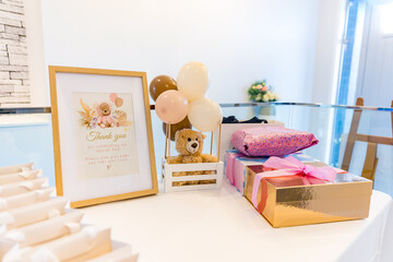 Baby shower interiors and decorations