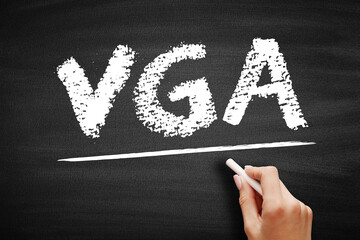 VGA Video Graphic Array - video display controller and accompanying de facto graphics standard,...