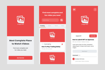 Video streaming ui design template vector. Layout app mobile developer. Suitable for designing mobile android and ios