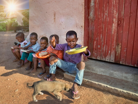 village african kids eating
