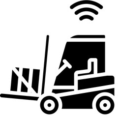 Driverless forklift icon. Solid design.