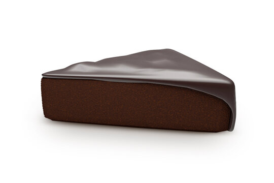 chocolate cake with a chocolate covering on a white background. 3d render