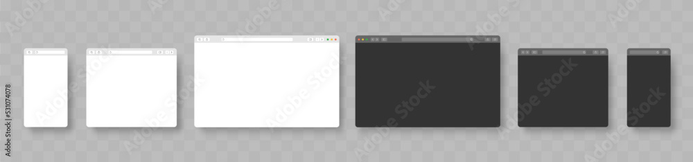 Poster blank web browser illustration. sample frame design internet. empty web page mockup with toolbar. bl