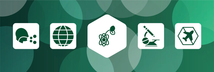 filled icon set isolated on abstract background. glyph icons such as cough, world, biology, microscope, no flight vector. can be used for web and mobile.