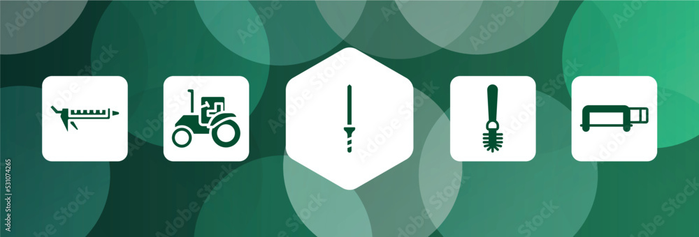 Poster tools and hinery filled icon set isolated on abstract background. glyph icons such as sealant, farm 