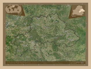 Mahilyow, Belarus. Low-res satellite. Labelled points of cities - obrazy, fototapety, plakaty