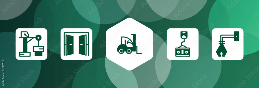 Aufkleber constructicons filled icon set isolated on abstract background. glyph icons such as big derrick with