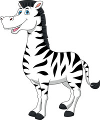 Fototapeta na wymiar cartoon cute zebra on white background