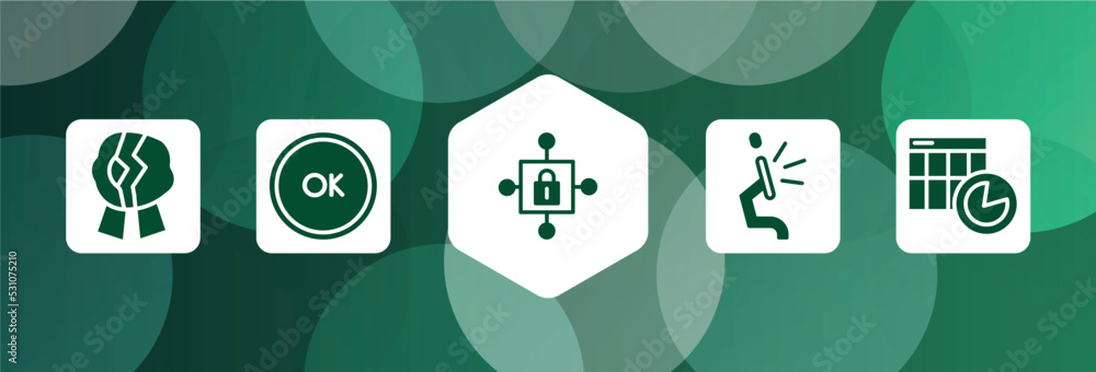 Poster computer and media filled icon set isolated on abstract background. glyph icons such as wax seal bro