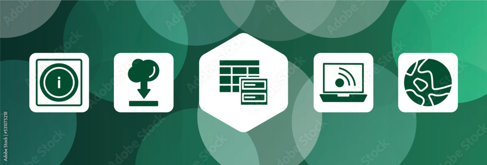 Poster computer and media filled icon set isolated on abstract background. glyph icons such as information 