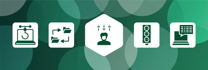 computer and files filled icon set isolated on abstract background. glyph icons such as phishing, data synchronization, producer, circuit board, subtitles vector. can be used for web and mobile.