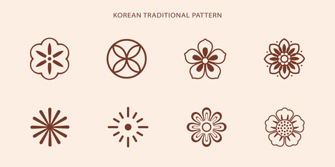 Korean traditional line pattern. Asian style. Chinese culture. Korea, china symbol set. Vector abstract graphic illustration