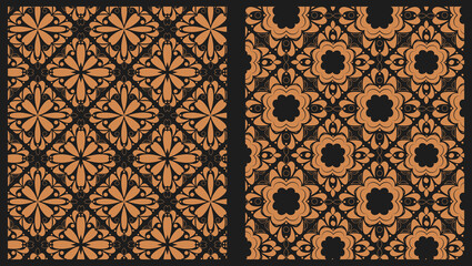 Modern gometric ornamental style pattern with golden background,  floral modular compositions, Vector illustration for beautiful creative design