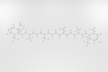 Astaxanthin molecules isolated white background. 3D rendering.