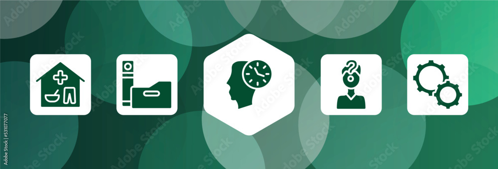 Poster management filled icon set isolated on abstract background. glyph icons such as basic needs, folders