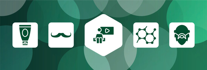 hairdressing and barber filled icon set isolated on abstract background. glyph icons such as shaving cream, long hipster moustache, watching, molecular, bald vector. can be used for web and mobile.