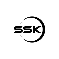 SSK letter logo design with white background in illustrator, cube logo, vector logo, modern alphabet font overlap style. calligraphy designs for logo, Poster, Invitation, etc.