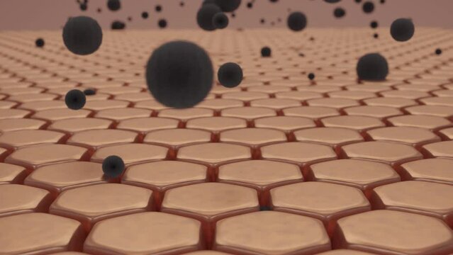 Dirty dust falling to skin cell, Pore and face acne concept. 3D rendering.