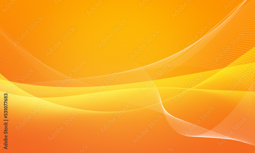 Wall mural yellow orange lines curve waves abstract background