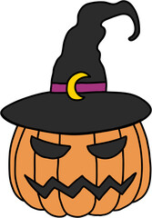 simplicity halloween pumpkin freehand drawing flat design