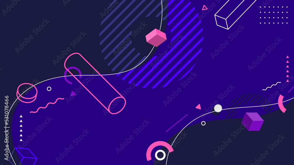 Poster abstract background flat design geometric elements pattern memphis retro style