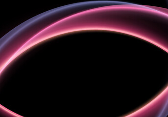 Abstract glowing neon lighting luminous curved shapes on black background