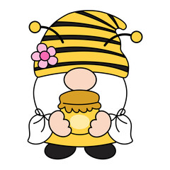 Gnomes Honey Bee Filled Clipart
