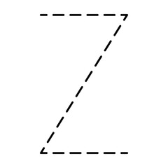 Tracing Alphabet letter Z prewriting dotted line element for kindergarten, preschool and Montessori school kids worksheet for handwriting practice activity.