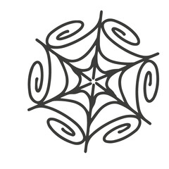 Scary and creepy spider web as a Halloween symbol. Collection of websites for Halloween holiday decoration. PNG illustration for design, banner, invitation, postcard on transparent background, without