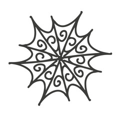 Scary and creepy spider web as a Halloween symbol. Collection of websites for Halloween holiday decoration. PNG illustration for design, banner, invitation, postcard on transparent background, without