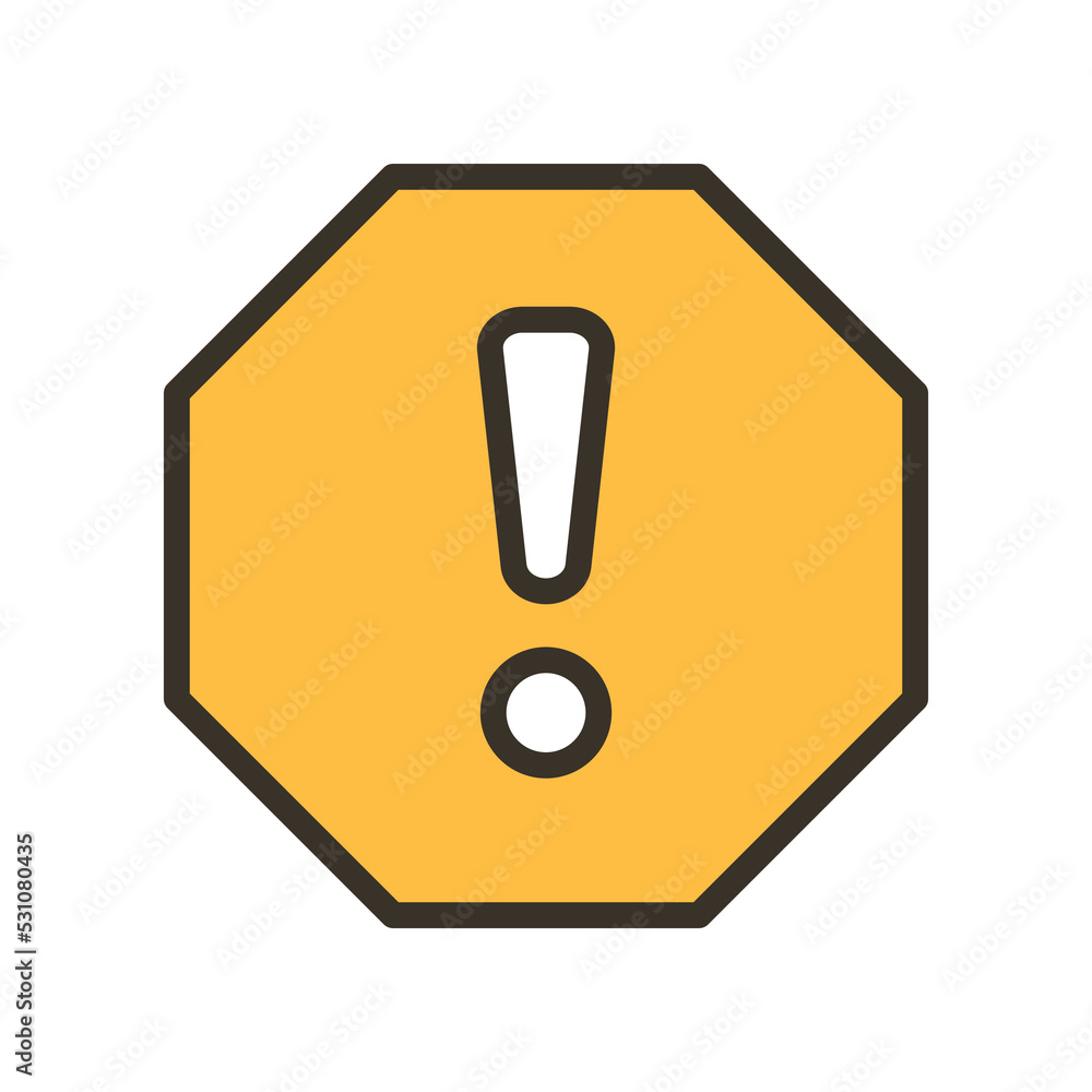 Aufkleber exclamation mark in octagonal shape for hazard warning symbol. beware secure caution in traffic road