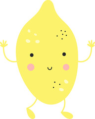 Smiling Lemon Illustration Isolated on Transparent Background