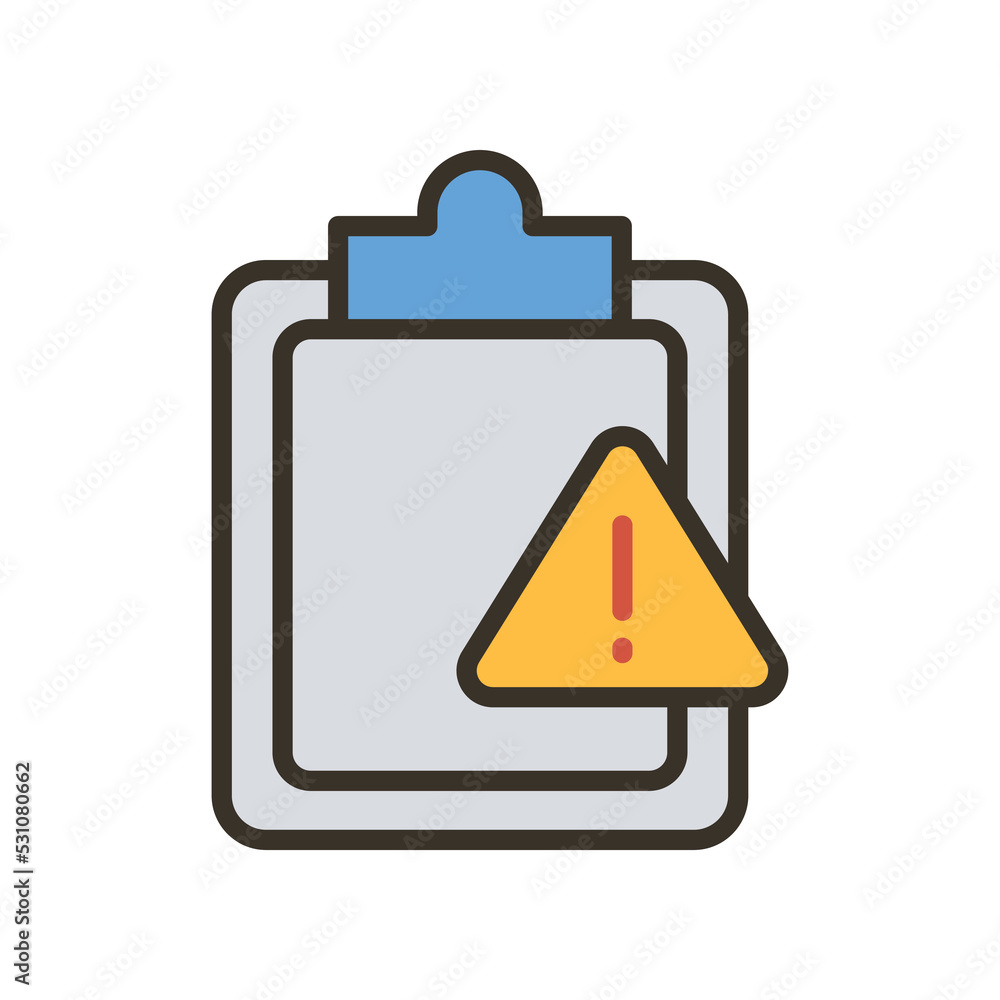 Poster clipboard with exclamation point important document sign, caution file, urgent task. assignment late