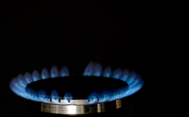 Natural gas blue flame black background