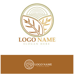 tobacco leaf logo,tobacco field and tobacco cigarette logo template design vector