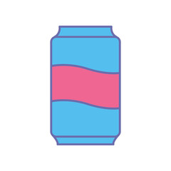Aluminum Soda pop or soft drink. Carbonated beverage, Soda Cans in tube glass for label in apps and websites. Can, drink, soda, softdrink, icon. Vector illustration filled outline style. EPS10