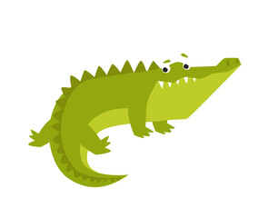 Cute crocodile. Funny cartoon alligator. Tropical animal. African animal. Cartoon character.